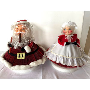 Vintage Santa Mrs Claus Figures Handmade Folded Magazine 13" Large Table Decor
